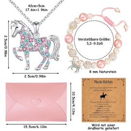 Snyvpra Horse Girls Gift, Horse Things, Schleich Horse Bracelet Set, 3-Piece Jewellery Set with Horse Pendant and Beads, Horse Lovers, Daughters and Girlfriends