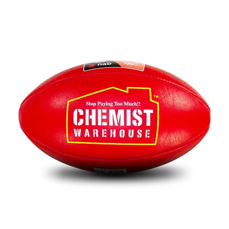 Sherrin AFLW Replica Training Leather Football, Red, Size 4