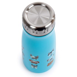 PURE Stainless Steel Wide-Mouth Insulated Cute Dog Print Mini Water Bottle for Kids, 12 oz, Blue