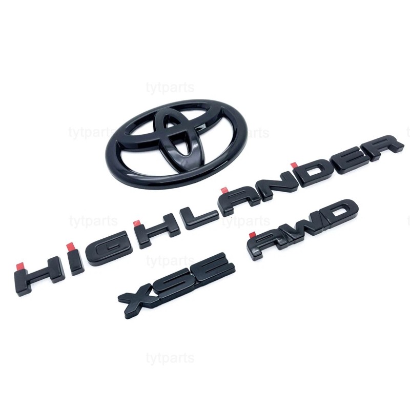 Toyota 2020-2025 HIGHLANDER XSE AWD Gloss Black EMBLEM OVERLAY KIT