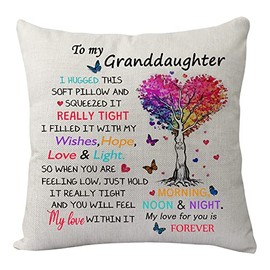 KHLOY to My Granddaughter Pillowcase Gift,Funny Granddaughter Pillow Cover for Girls Women Birthday Christmas Wedding Graduation Granddaughter Gift from Grandparents Cushion Cover Home Decor