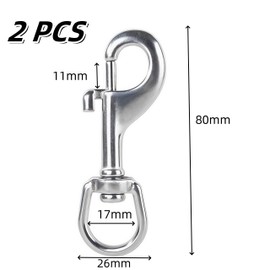 2 Pcs Marine Grade Scuba Diving Clip,Heavy Duty Stainless Steel 316 Swivel Eye Bolt Snap Hook,80 mm Single Ended snap Clips for Scuba Diving,Pet Leash,Keychain,Tarp Covers,Clothesline