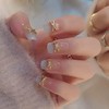 SINLOV 24pcs Square Coffin Nails Fake Nude Acrylic Print on