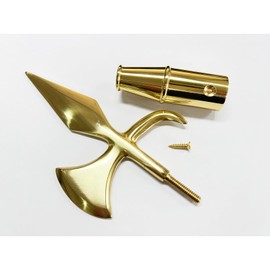 FRF FLAG Gold Brass Battle Axe for Indoor Flag Pole Topper or Parade Flagpole Finial Topper, for 1-inch Diameter Flagpoles