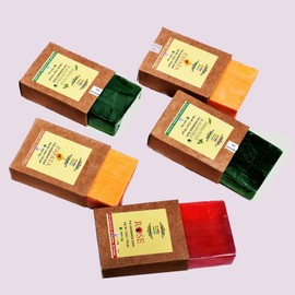 JENA STONE Luxurious Scented Handmade Soap (100gm Each) Pack of 5 Soaps | All Natural Ingredients Soap for Moisturizing Lather, Handcrafted Papaya, Tulsi & Neem and Rose Soaps