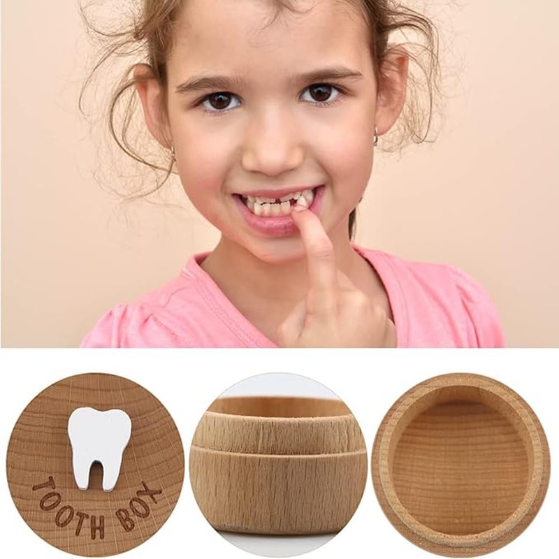 3D Tooth Fairy Box, Carved Wooden Box Souvenir Dropped Tooth