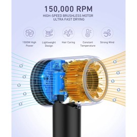 Cosy Companions Hair Dryer - 150000 RPM High-Speed Brushless Motor Negative Ionic Blow Dryera