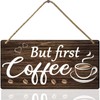 But First Coffee Sign - Wooden Coffee Bar Art, 6