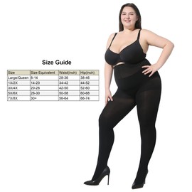 MOOCHI 2 Pairs Women's Plus Size Opaque Tights Black 7X/8X