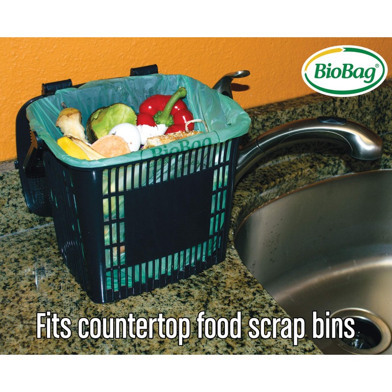 BioBag Kitchen Counter Food Scrap Bin and Compostable Bag Kit