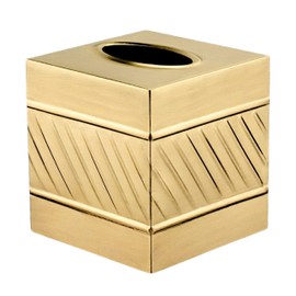 Monarch Abode Tissue Box Cover Square – Handcrafted Wave Embossed Brushed Gold Metal Tissue Holder Box for Bathroom Accessory, Aesthetic Decorative Facial Napkin Cube for Modern Home Decor