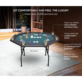 Poker Table Foldable Texas Holdem Folding Table Portable Casino Card Game