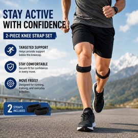 Patellar Tendon Knee Support Straps for Sports – Adjustable Compression & Shock Absorption for Basketball (1 Pair)