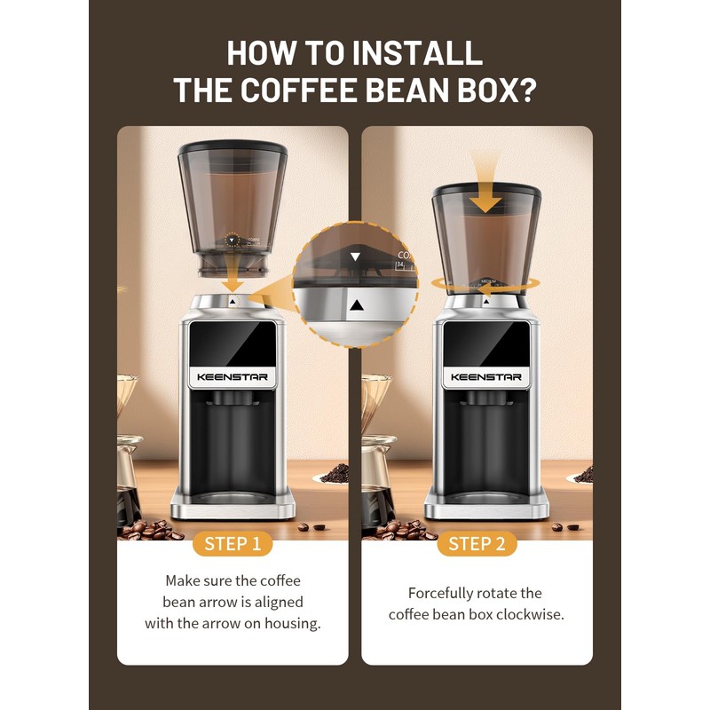 Keenstar Conical Burr Coffee Grinder, Coffee Bean Grinder with 34