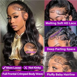 Ailwelia Body Wave 13x6 Lace Front Wigs Human Hair 200 Density Hd Transparent Lace Front Glueless Plucked Frontal Wigs Human Hair 13x6 For Black Women With Baby Hair 28 Inch