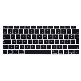 HRH French AZERTY Language Silicone Keyboard Cover Skin for MacBook Air 13 Inch 2018 Release A1932 with Retina Display and Touch ID,European Layout