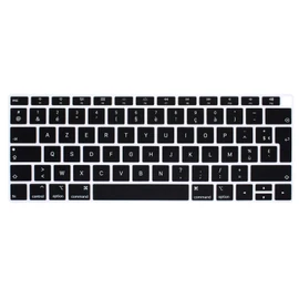 HRH French AZERTY Language Silicone Keyboard Cover Skin for MacBook Air 13 Inch 2018 Release A1932 with Retina Display and Touch ID,European Layout