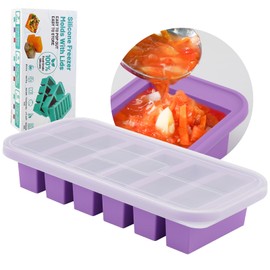 Ununpentium Silicone Freezer Molds With Lids,Silicone Soup Freezer Container Molds,Easy Meal Prep Container and Kitchen Storage Solution for Freeze & Store Soup, Sauce, Broth,Leftovers(Purple6)