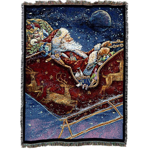 Pure Country Weavers Christmas Midnight Ride by Donna Race Blanket Throw Woven from Cotton - Made in The USA (72x54)