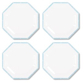 Lilly Pulitzer Set of 4 Melamine Dinner Plates, Kitchen/Outdoor Dining Serveware, Break and Scratch Resistant Dishes (Fresh Water Blue Bamboo)