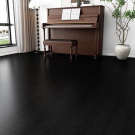 LaCheery 12x12 Peel and Stick Floor Tile Black 18-Pack 18 Sq.ft Self Adhesive Vinyl Floor Tiles Peel and Stick Waterproof for Bathroom Kitchen Flooring Removable Sticky Tiles Stickers Textured Look