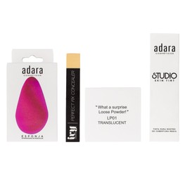 Kit Viral de Maquillaje Base Cobertura Media, Polvo Translúcido, Esponja Difuminadora Adara y Corrector Light Beige Ivy Cosmetics (102 Classic Beige)