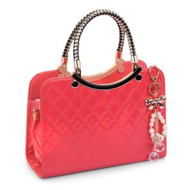 DEEVORCA Fashion Women Top Handle Handbags Shoulder Bags Pearl Pendant Casual Crossbody Bag Dating Work Party Wedding Travel Women's Messenger PU Leather Handbags Red B