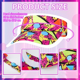 Mepase 2 Pcs 80s 90s Fanny Pack 80s Outfit Sun Visor Hat Waist Bag 80s Accessories for Men Women Summer Party Golf Tournament(Vibrant)