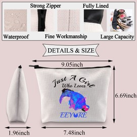 PLITI Eeyore Makeup Bag Just a Girl Who Loves Eeyore Gift for Women Friend Eeyore Lover Gift (Just loves eey U)