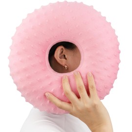Heal n Hope Ear Piercing Pillow for Side Sleepers with Ear Hole - Pressure Sore Relief, Minky Dot Coral