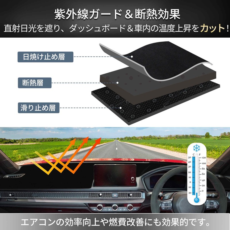FUELHOOD Compatible with Honda Civic FL5 Dashboard Mat, Dashboard Cover,