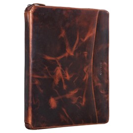 STILORD 'Dexter' Document Case A4 Leather Work Folder Vintage Document Folder DIN A4 Conference Folder Writing Case for 13.3 Inch MacBooks, Milano - Brown, briefcase