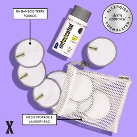 Untoxicated Cleansing Pads - Double-Layered Reusable Bamboo Terry Rounds - Makeup Removal & Skincare for Sensitive Skin - Ultra-Soft & Durable - Includes Washable Storage Bag - 10CT