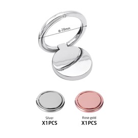 2pcs Ring Holder, Universal Phone Holder, 360° Rotation, 180° Folding, Phone Ring Holder, Lazy Holder, Suitable for Various Models of Phones (Rose Gold, Silver)