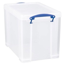 Really Useful Box 19 Liter Plastic Stackable Storage Container with Snap Lid & But-In Clip Lock Handles for Home or Office Organization, Clear