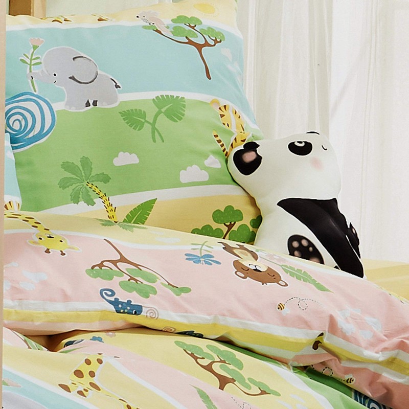Erwin Müller Children's Bed Linen Set Zoo Animals Renforcé Green/Blue