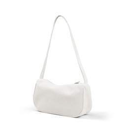 WisePoint Small Shoulder Bag, Corduroy Small Shoulder Bag, Women's Armpit Bag with Zip, Stylish Shoulder Bag for Shopping, Dating, Travel, White