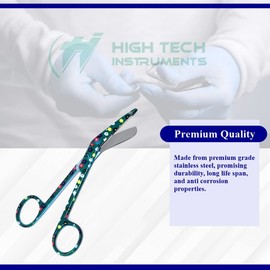 Lister Bandage Scissors 5.5" Long Set of 6 Nurse Vet Tech Gift Made of Stainless Steel with Colorful Patterns First Aid Used For Cutting Gauze Tape Clothing Bandages Vet Wrap Adhesive Removal (Set 1)