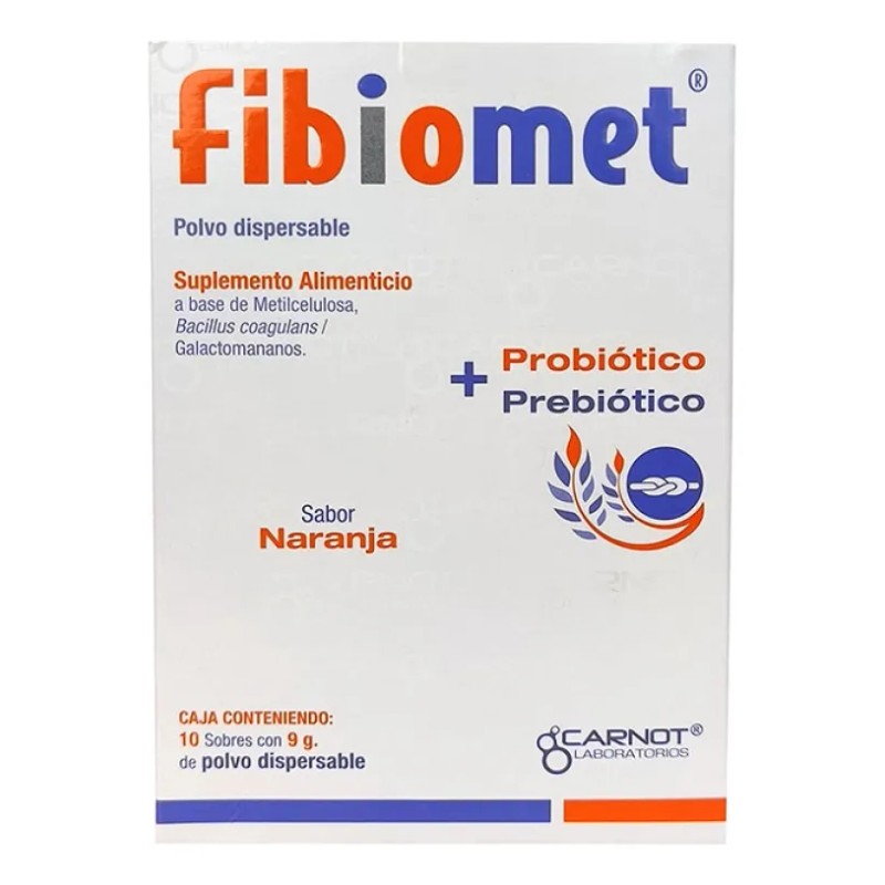 Fibiomet Suplemento Alimenticio Naranja Polvo 10 Sobres