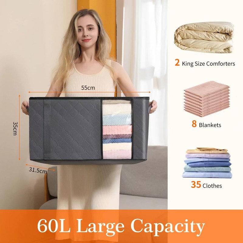 Auveir Pack of 6 60 L Storage Bags, Storage Boxes
