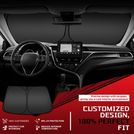 Fonowka Windshield Sun Shade for 2019-2025 Le-xus ES Foldable Sun Sunshade for Car Front Window Blocks UV Rays and Heat Automotive Interior Protector Custom Fit Accessories