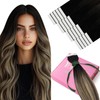 YoungSee Tape in Hair Extensions Real Human Hair Black Ombre