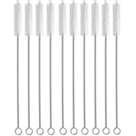 Cepillo para Popotes de Acero Inoxidable y Silicona, 10 Piezas Cepillo para Pajitas Extra Largos Cepillos de Limpieza para Limpiar Acuario, Tubos de Ensayo, Botellas y Joyas, 9.1 Inches