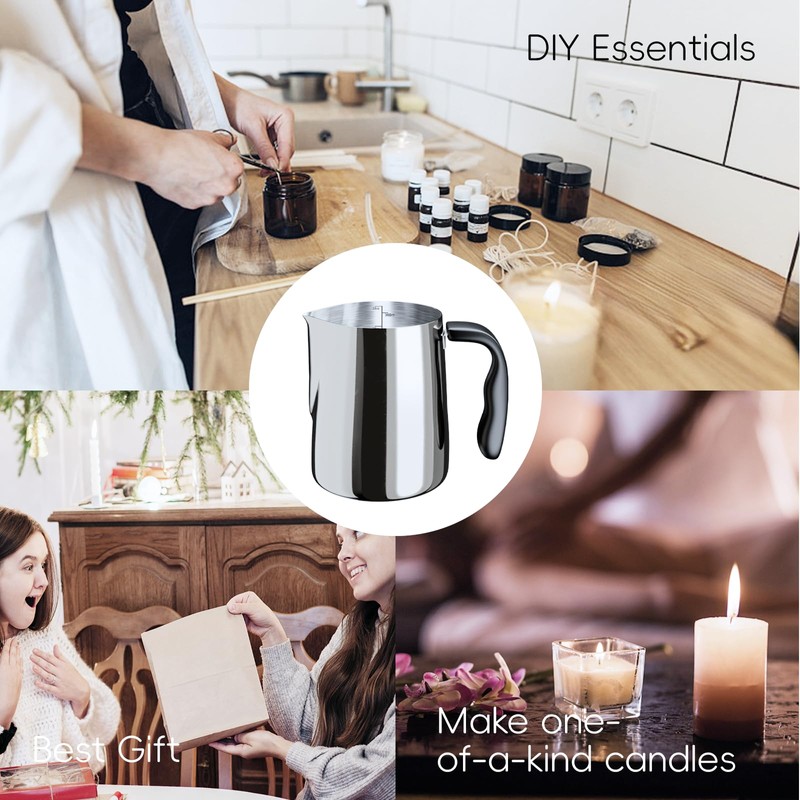 CasaCulina Candle Making Pouring Pot with Stirring Spoon, 32oz Stainless