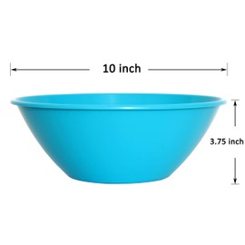 Youngever 10 inch 100 Ounce Plastic Mixing and Serving Bowls, Popcorn Bowls, Salad Bowls, Chip and Dip Serving Bowls, Set of 9 (Rainbow)