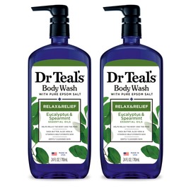 Dr Teal's Body Wash with Pure Epsom Salt, Relax & Relief with Eucalyptus & Spearmint, 24 fl oz (Pack of 2)