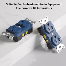 Monosaudio Audiophile Duplex Receptacle 20 Amp 125V Pure Copper Audio Wall Outlet Ac Power Receptacle Hospital Grade Outlet with Flame Retardant Shell for Home Stereo Sound Systems(Rhodium Plated)