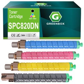 GREENBOX Compatible SP C820 SP C821 Toner Cartridge Replacement for 821026 821027 821028 821029 Cartridge for Ricoh Aficio SP C820 SP C821 SP C820DN SP C821DN Printer (1BK/C/Y/M)