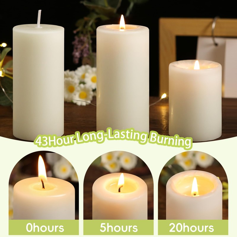 8 Pack Natural Beeswax Pillar Candles,100% Pure Beeswax Candles-344 Hours