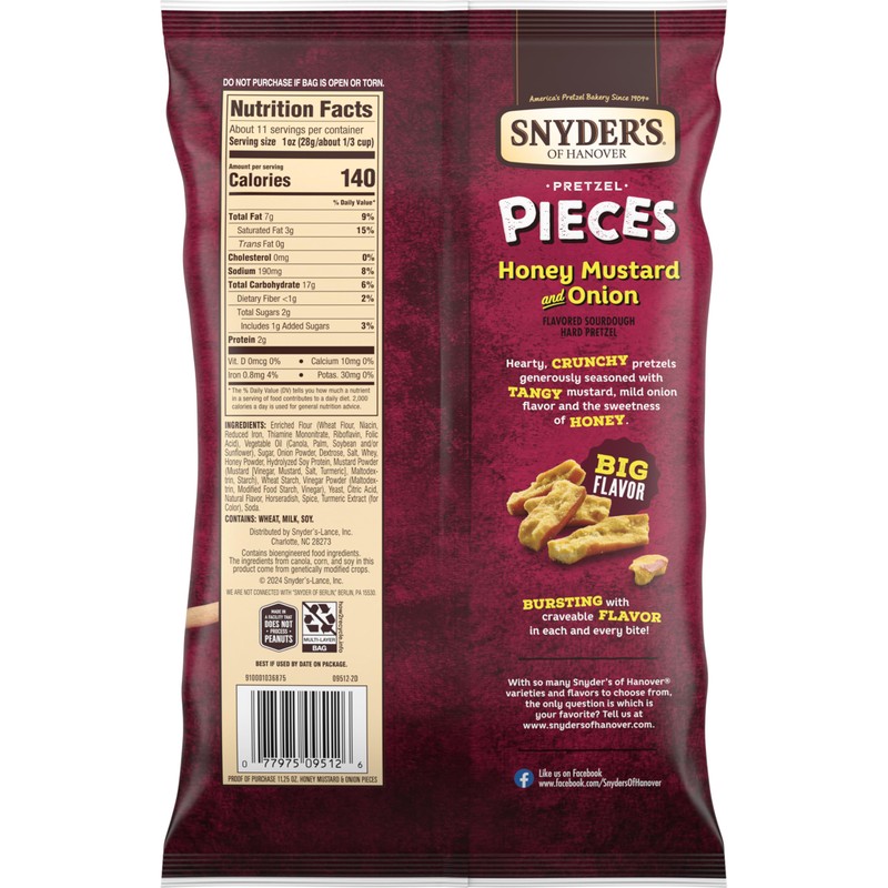 Snyder's of Hanover Honey Mustard & Onion Flavored Pretzel Pieces,